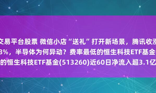 交易平台股票 微信小店“送礼”打开新场景，腾讯收涨2.7%！中芯国际涨超8%，半导体为何异动？费率最低的恒生科技ETF基金(513260)近60日净流入超3.1亿元