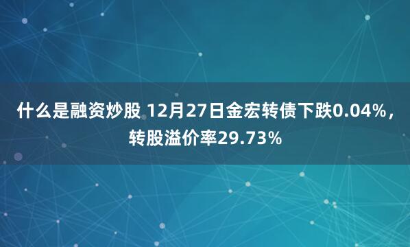 什么是融资炒股 12月27日金宏转债下跌0.04%，转股溢价率29.73%