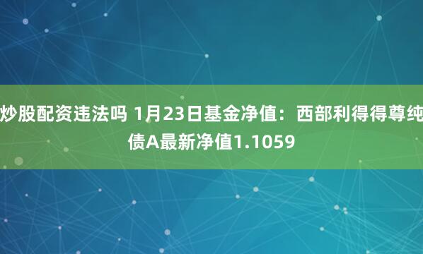 炒股配资违法吗 1月23日基金净值：西部利得得尊纯债A最新净值1.1059