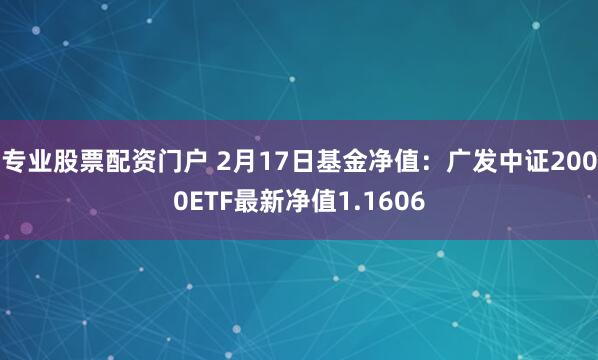 专业股票配资门户 2月17日基金净值：广发中证2000ETF最新净值1.1606