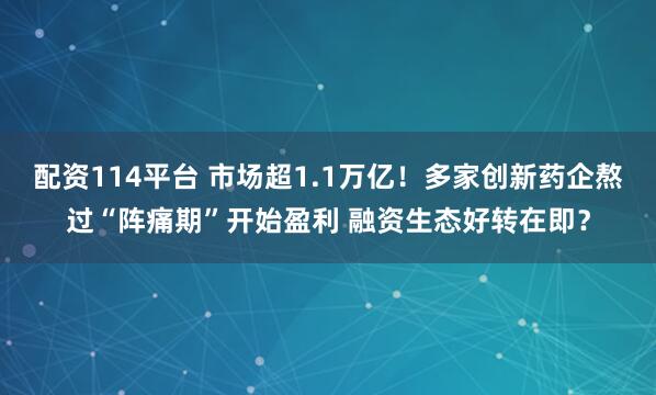 配资114平台 市场超1.1万亿！多家创新药企熬过“阵痛期”开始盈利 融资生态好转在即？