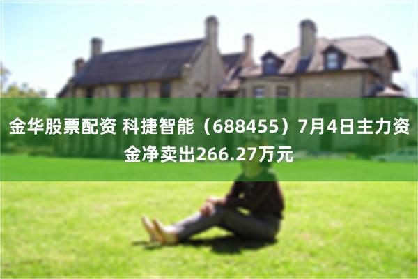 金华股票配资 科捷智能（688455）7月4日主力资金净卖出266.27万元
